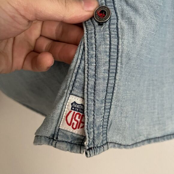 Iron & Resin chambray denim long-sleeve shirt Size M - Picture 6 of 9